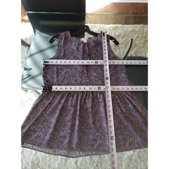 LOFT Top Blouse Womens Medium Multi Floral Ruffle Trim Sleeveless Round Neck - Picture 7 of 10